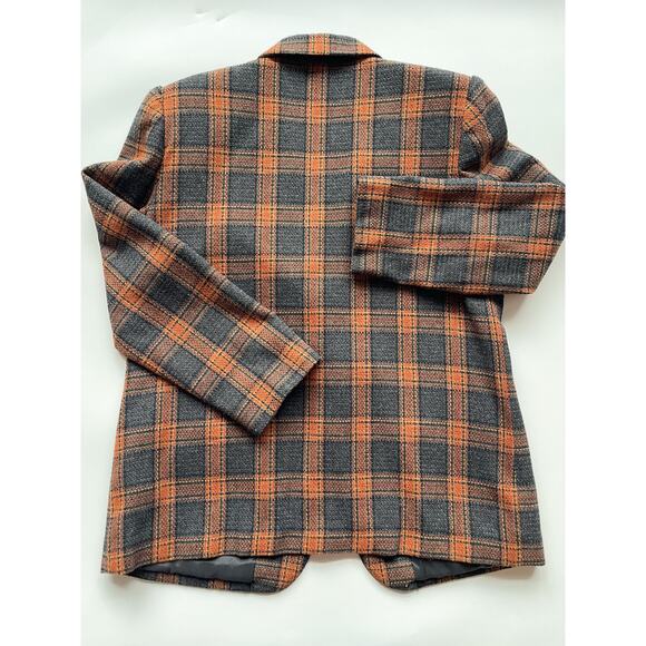 Sag Harbor Petites Women's Gray and Rust Plaid Wool Blend Blazer - Picture 3 of 6